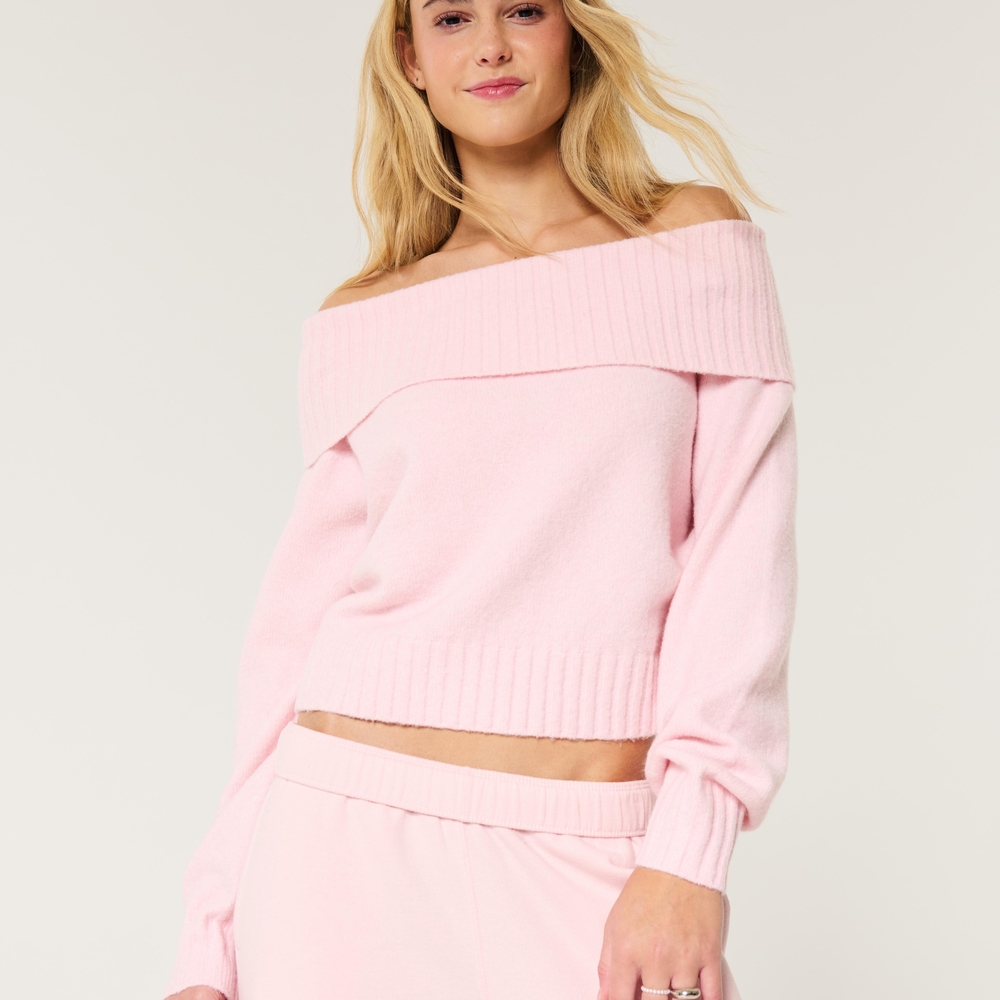 Hollister Light Pink Off-Shoulder Sweater NWT